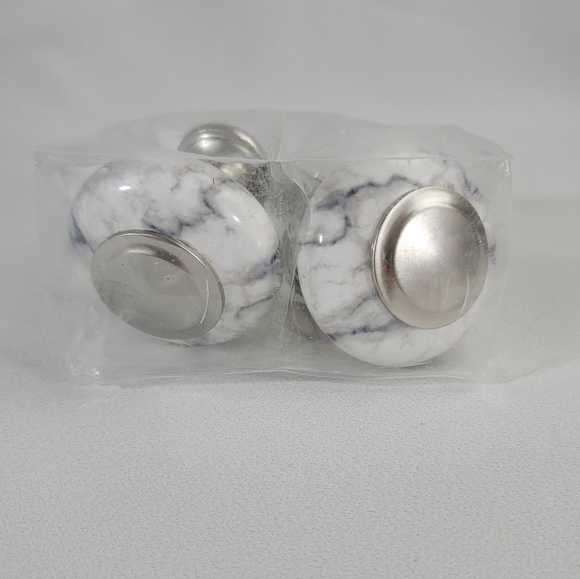 JcPenney Home Set Of 2 Faux Marble Finial Brushed Nickle Finish - Picture 4 of 14